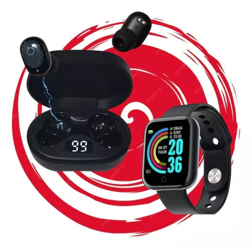 Kit Relogio Inteligente Smartwatch + Fone S/fio 5.0com Nfe